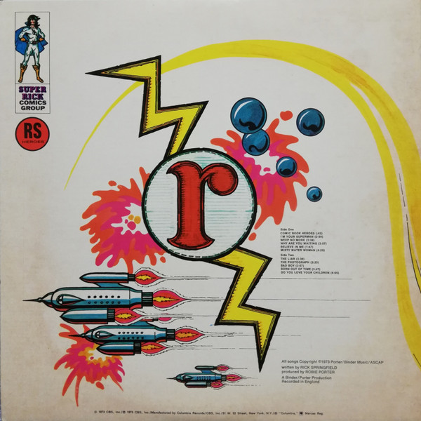 Rick Springfield - Comic Book Heroes (LP, Album, Gat) (Near Mint (NM or M-)) - Image 2