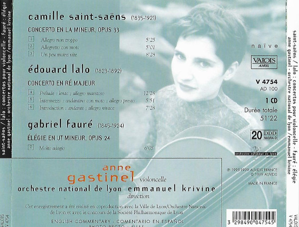 Anne Gastinel, Emmanuel Krivine, Orchestre National De Lyon, Camille Saint-Saëns / Édouard Lalo / Gabriel Fauré-1
